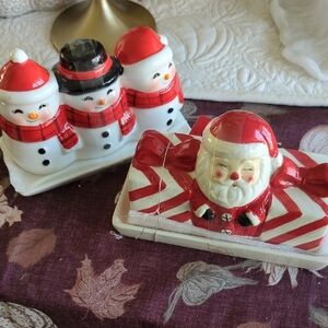 New Charming Red and White Holiday Butter Dishes